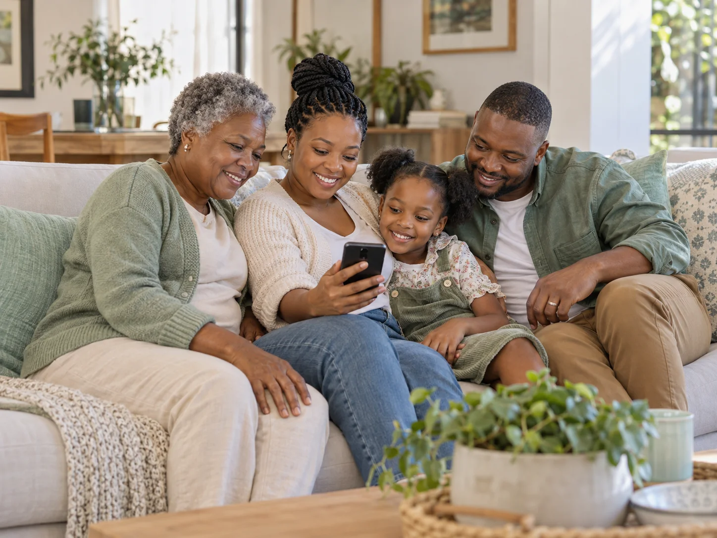 Illustrative multigenerational South African family together at home